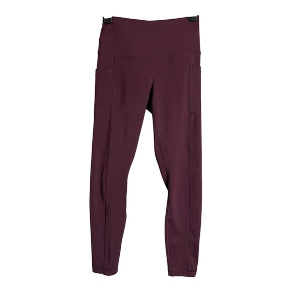 90 Degree by Reflex Athletic Pants Leggings Burgundy S Small Yoga Running Gym - Picture 1 of 5